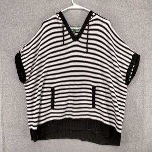 Lauren Active Ralph Lauren Hooded Sweater Womens Size M 100% Cotton Black White